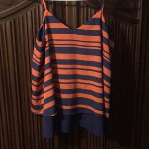 Sweet Striped & Layered Spaghetti-Strapped blouse